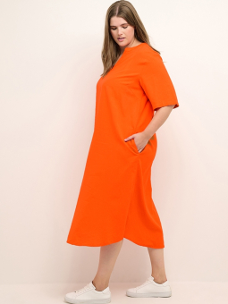 Kaffe Curve MAYI - Oransje kjole i bomull/lin