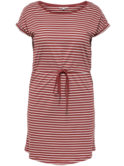 Only Carmakoma Carapril - rødbrun kjole i bomullsjersey med hvite striper