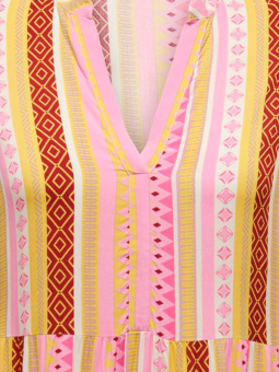 Only Carmakoma MARRAKESH  - Lang viskosekjole med rosa og gult mønster