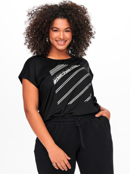 Only Play Curvy Sort trænings t-shirt med print fortil