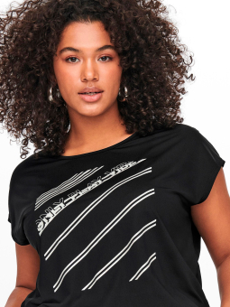 Only Play Curvy Sort trænings t-shirt med print fortil