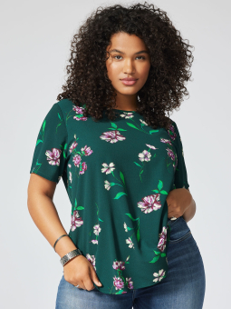 Only Carmakoma Car VICA - Grønn bluse med lilla blomster print