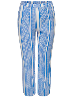 Only Carmakoma Carmarrakesh - Hvite viskose bukser med blått mønster