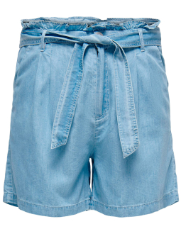Only Carmakoma Carlea - Lyseblå shorts med volang og bindebånd
