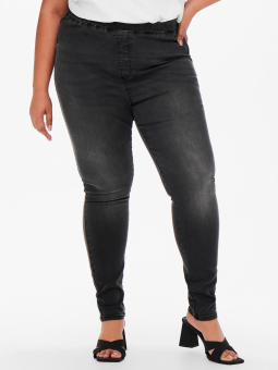 Only Carmakoma Carlaola - Svarte denim leggings med stretch