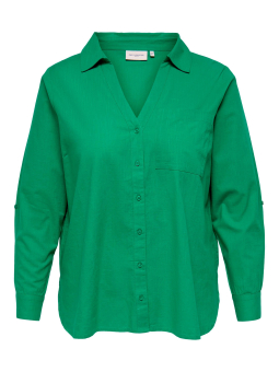 Only Carmakoma Car KIANA - grønn skjorte med V-hals i 100% bomull