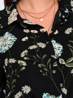 Only Carmakoma LUXMIE - Svart skjortekjole med lyse blomster