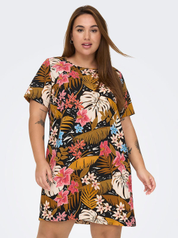 Only Carmakoma LUXODA - Svart kjole med blomsterprint
