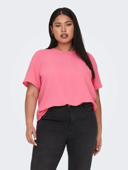 Only Carmakoma LUXODA - Rosa t-skjorte med rund hals