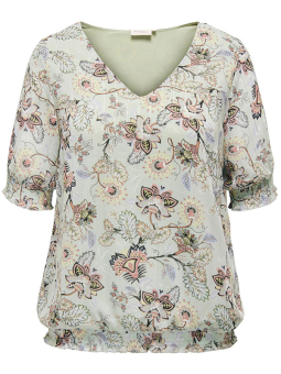 Only Carmakoma DALIMO - Mintgrønn mønstret chiffon bluse med jersey for