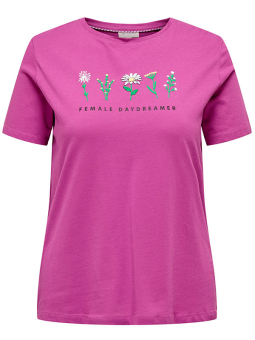 Only Carmakoma EDLA - Lilla bomulls t-skjorte med blomster 