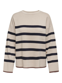 Only Carmakoma ALBERTE - Beige strikk genser med striper
