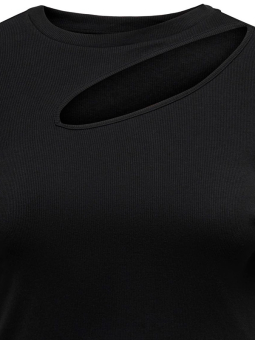 Only Carmakoma NUSSA - Svart bluse i ribbet kvalitet med hull detalje