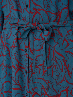 Only Carmakoma NOVA - Blå skjortekjole med rødt print
