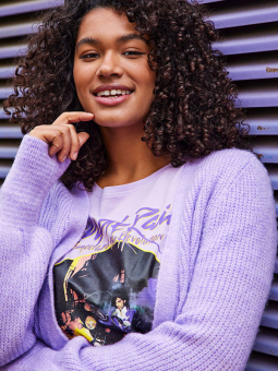Only Carmakoma BAND LIFE - Lavendel T-skjorte med Prince print