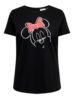 Only Carmakoma SLEEPYMICKEY - Svart T-skjorte med Minnie Mouse 