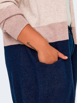 Only Carmakoma STONE - Blå og beige strikket cardigan