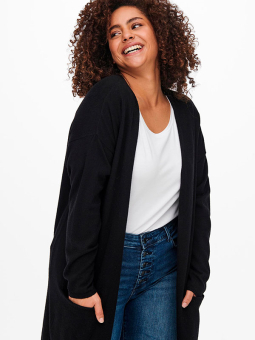 Only Carmakoma NEW ESLY - Lang svart strikket cardigan