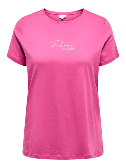 Only Carmakoma PARISSO - Rosa t-skjorte i økologisk bomull