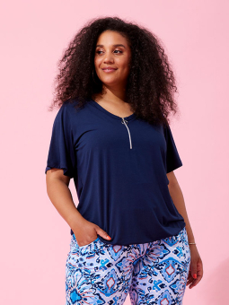 Zhenzi 200196-Livia196-BlouseS/S-Navy