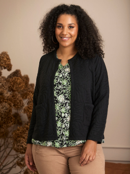 Zhenzi REIMER - Kort svart cardigan med struktur i stoffet