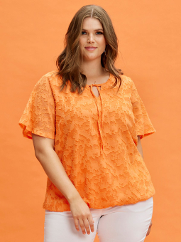 Zhenzi EVELYNN - Oransje chiffonbluse med struktur 
