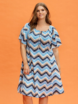 Zhenzi CORINNE - Blå jersey kjole med print 