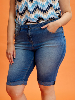 Zhenzi STEP - Blå denimshorts med stretch