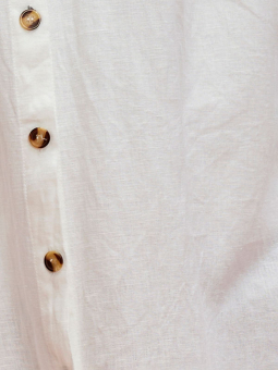 Zhenzi SAVANNA - Lang hvit skjorte i bomull og lin