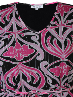 Zhenzi LILIANA - Svart kjole med rosa print og sølvtråd