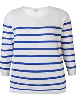 Zhenzi KOGLE - Hvit strik bluse med blå striper