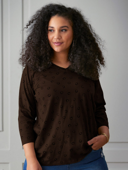 Zhenzi ALBERTA - Brun bomulls T-skjorte med print