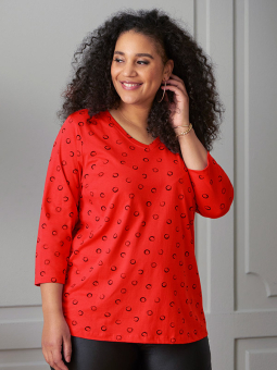 Zhenzi ALBERTA - Rød bomulls T-skjorte med print