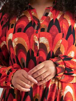 Zhenzi JUSTINE - Kjole med oransje og rødt mønster