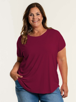 Gozzip GITTE - Bordeaux viskosebluse med korte ærmer