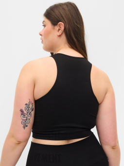 Zizzi Amy - Svart treningstopp med ribbet overflate