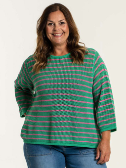 Gozzip CAROLINA - Stikket grønn genser med rosa striper