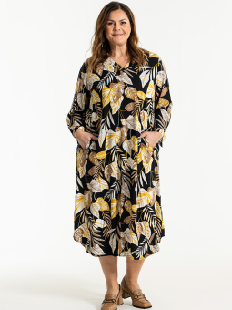 Gozzip BABBETT - Svart kjole med brunt og gult print
