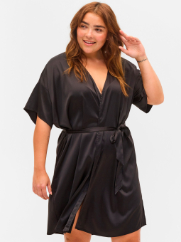 Zizzi svart satin kimono