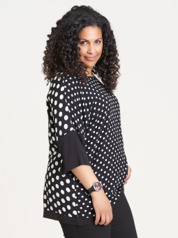 Studio Svart prikkete Bluse 2-i-1