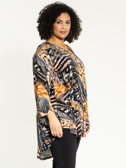 Studio BERIT - Bluse med svart og brunt print