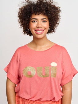 Adia Korallrød t-skjorte Med gull