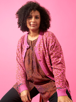 Adia AIFA - Rosa cardigan med leopardmønster