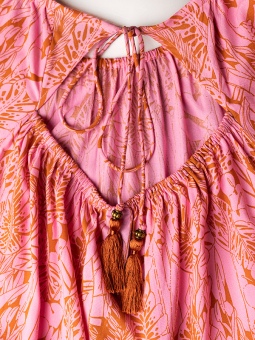 Adia BINE - Rosa kjole med print