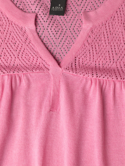 Adia BRYNDIS - Rosa t-skjorte i strikket bomull