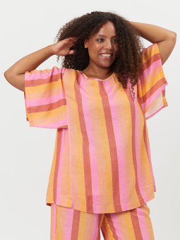 Adia BERGHILD - Rosa og oransje stripete bluse
