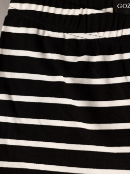 Gozzip ELLEN - Svarte viskose leggings med hvite striper