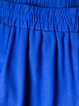 Gozzip LISSI - Blå bukser med brede ben i viskose og lin