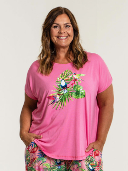 Gozzip GITTE - Rosa t-skjorte med trope print