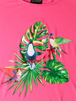 Gozzip GITTE - Rosa t-skjorte med trope print